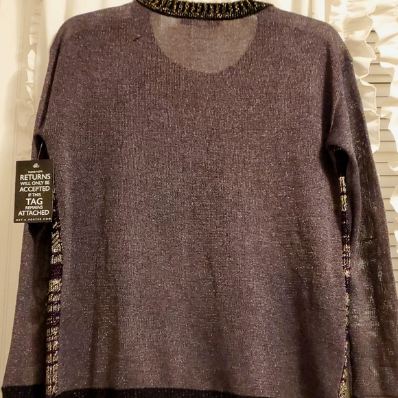 Nanette Lepore Lurex Metallic Midnight Sky Sweater - Picture 3 of 6